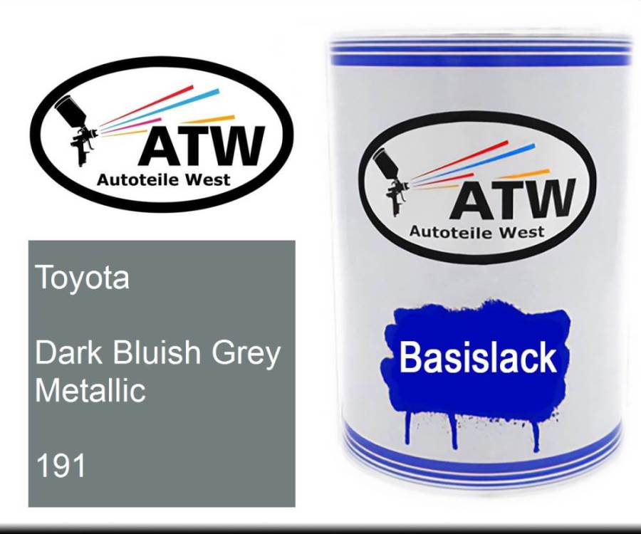 Toyota, Dark Bluish Grey Metallic, 191: 500ml Lackdose, von ATW Autoteile West.